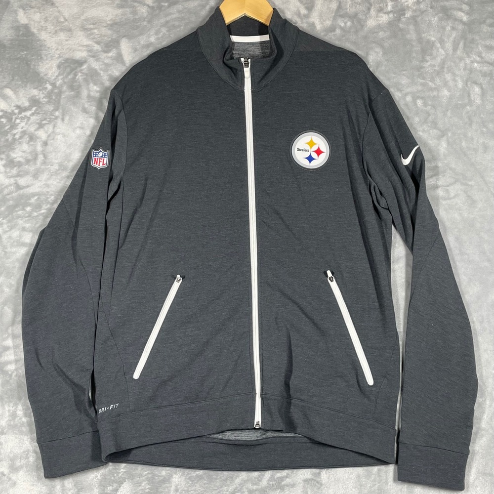 Nike Pittsburgh Steelers NFL Dri-FIT Full Zip Jacket Gray Men's Large